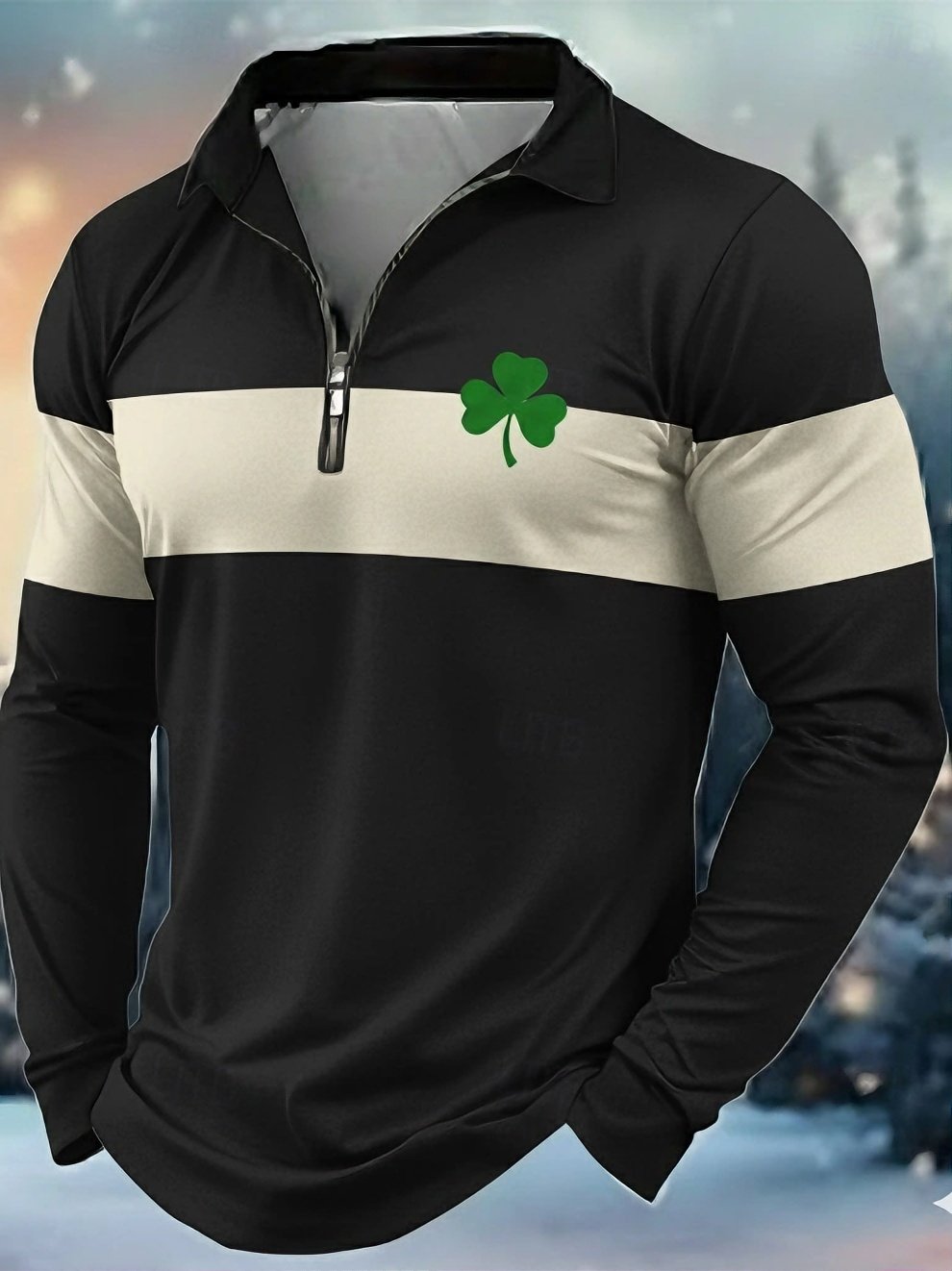 St. Patrick Shamrock Polo de manga larga para hombre