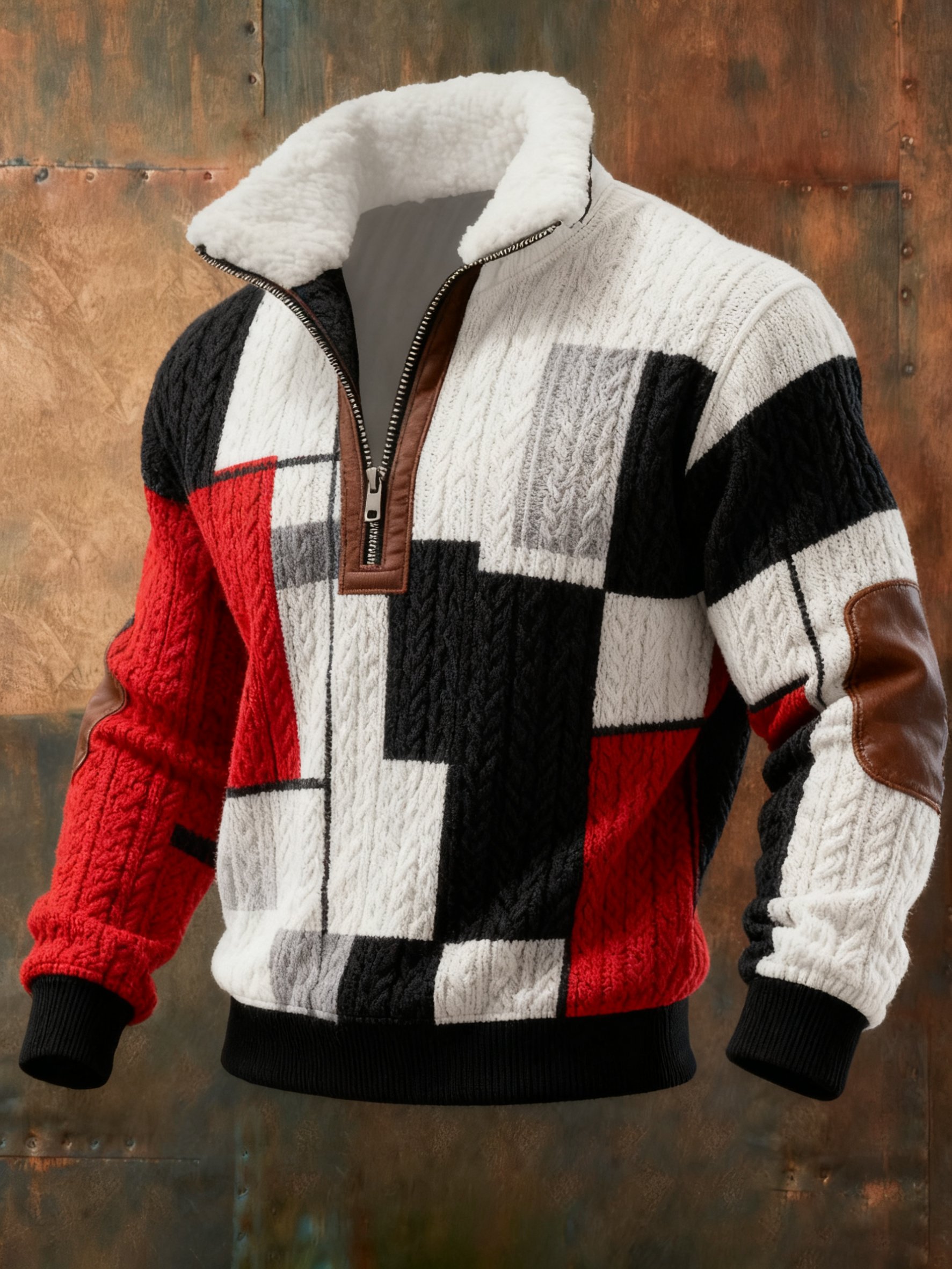 Sudadera Cable texturizado estampado casual para hombre