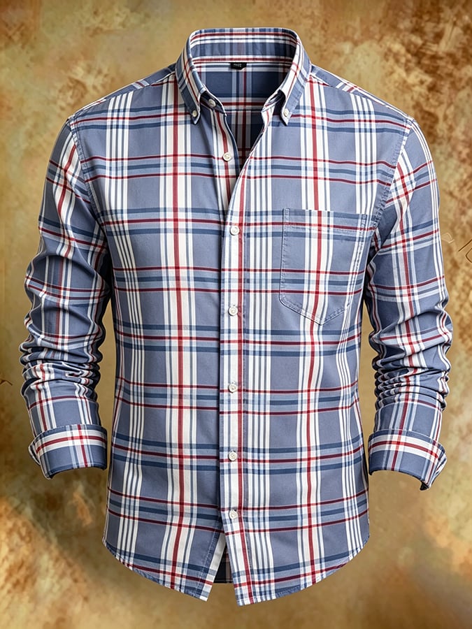Camisa retro Abstract Art estampado Comfortable ejecutivo Style para hombre