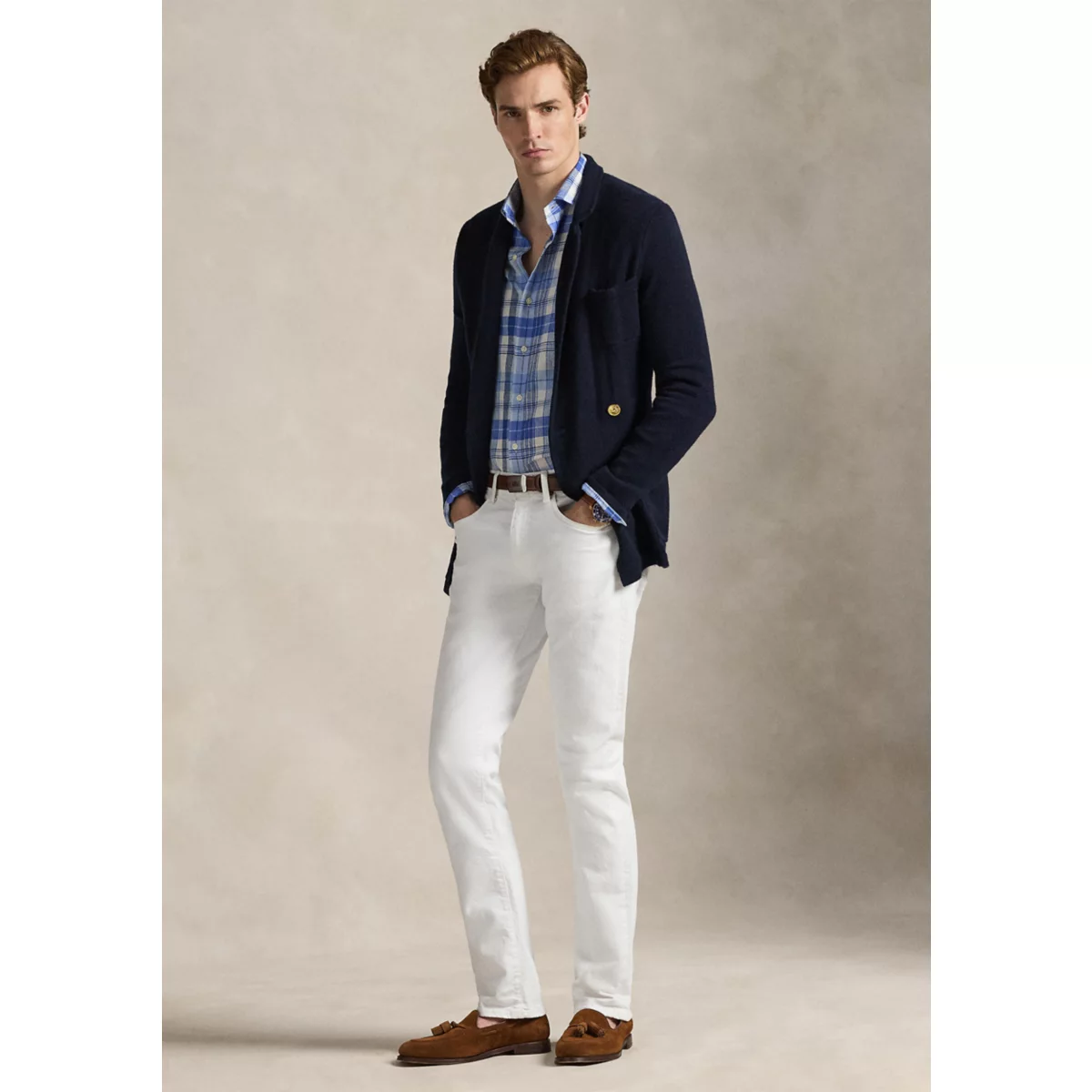 Classic Fit Plaid Linen-Blend Shirt - 4