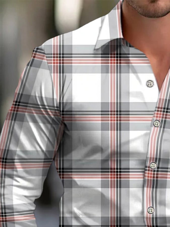 Camisa Check diseño estampado ejecutivo para hombre