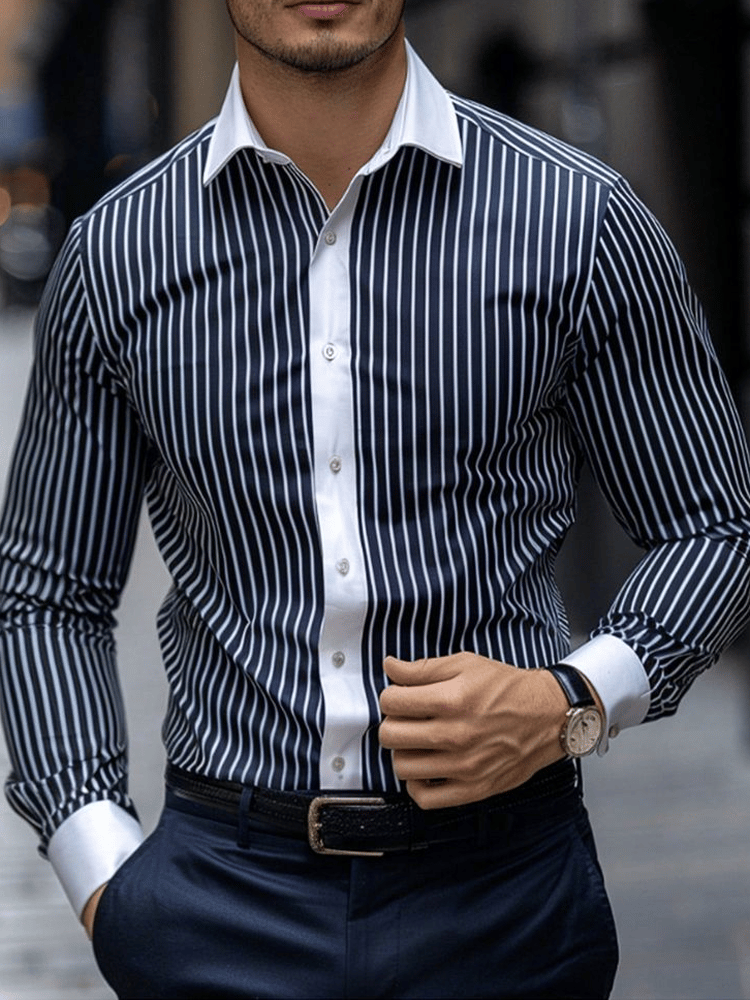 Camisa a cuadros ejecutivo de manga larga para hombre