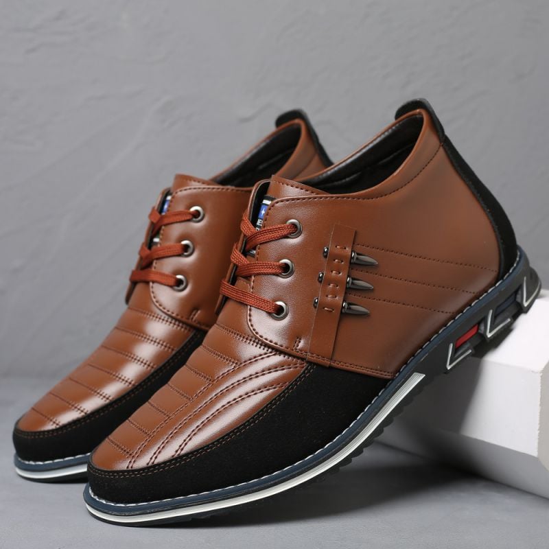 Zapatos de moda Mid-Top Lace-Up casual cuero para hombre