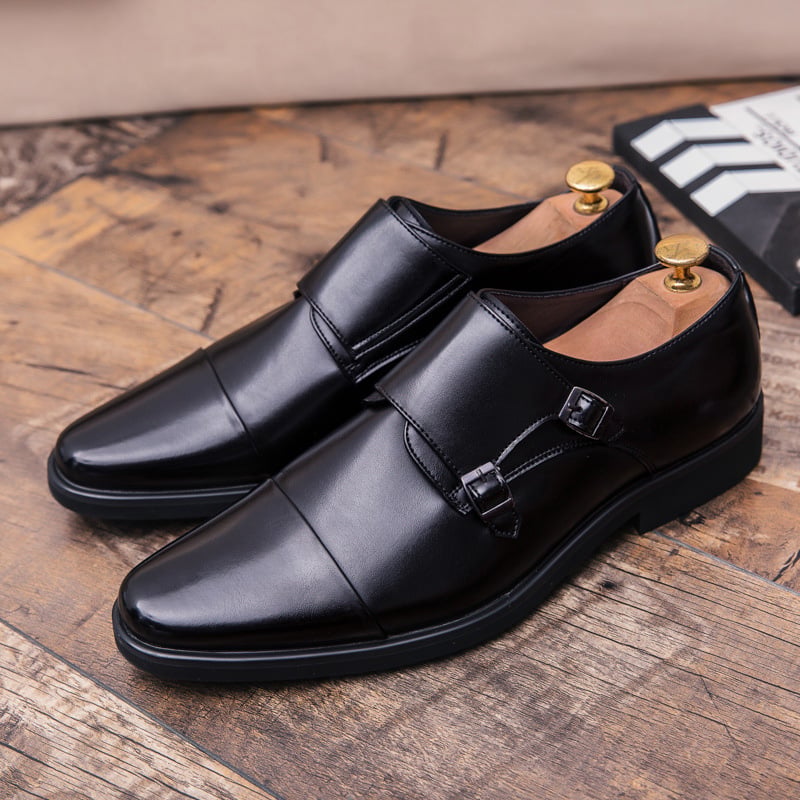 Zapatos ejecutivo casual British Double Buckle cuero