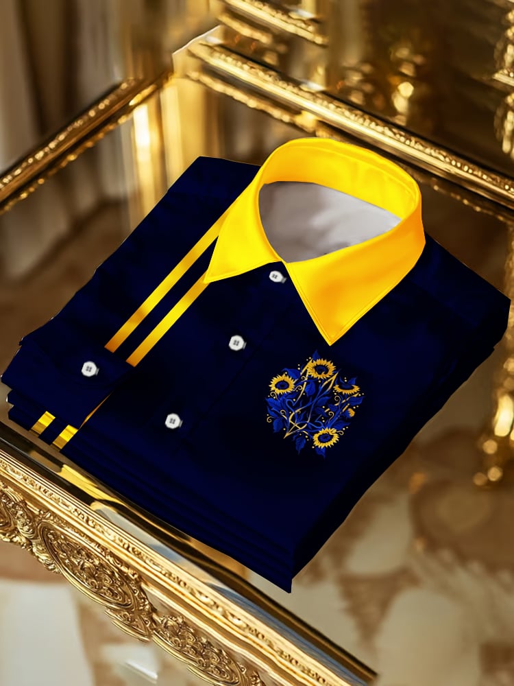 Camisa Ukrainian Sunflower de manga larga para hombre