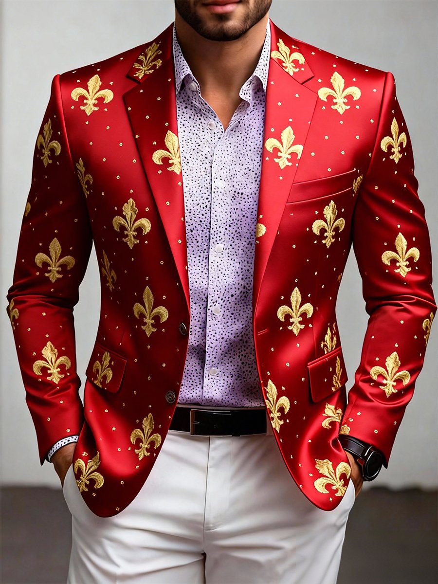 Chaqueta de lujo Mardi Gras estampado Suit for Men