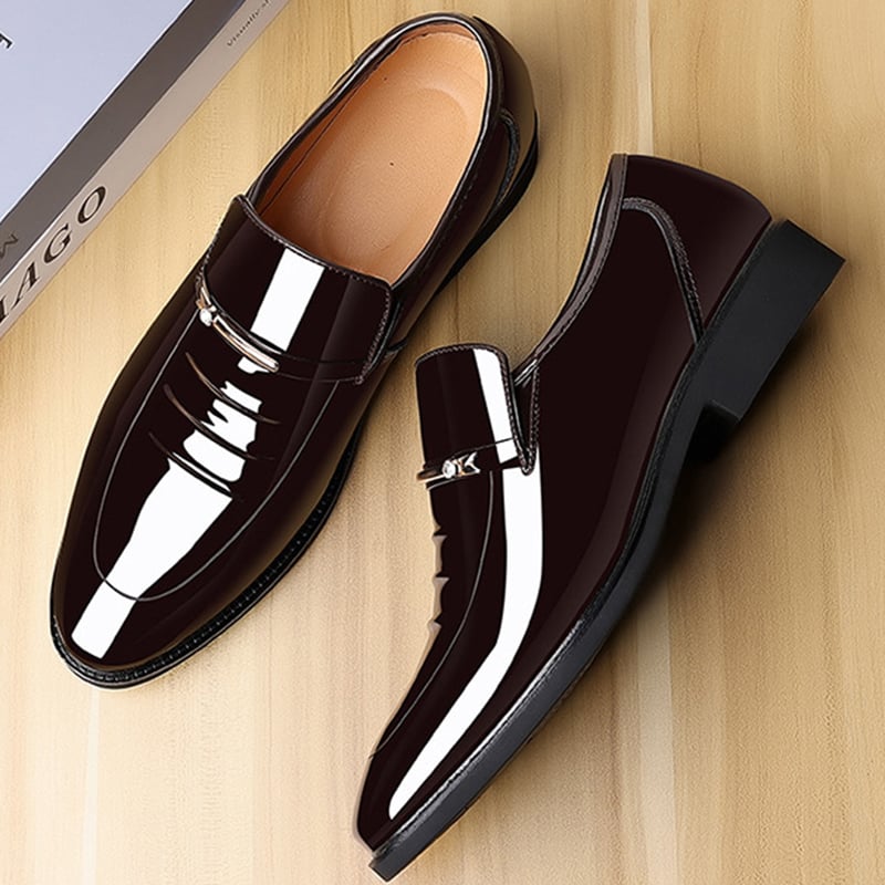Zapatos ejecutivo formal casual Pointed Toe Cutout Slip-on Faux cuero Patant para hombre