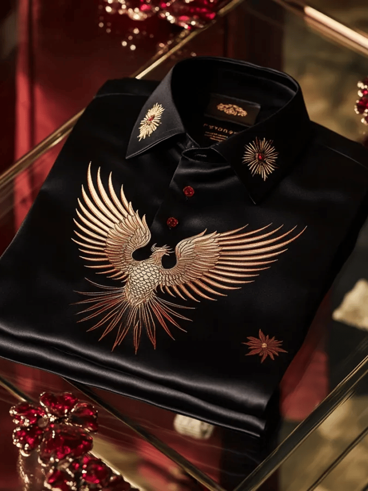 Camisa seda de lujo ejecutivo de manga larga para hombre