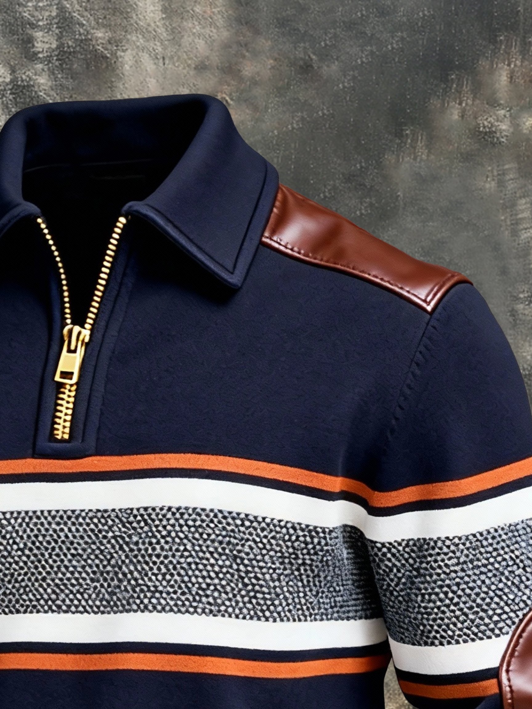 Sudadera vintage Color-Block estampado con cierre con gorrasucha para hombre