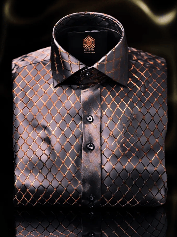Camisa satén Luxe de manga larga con botones para hombre