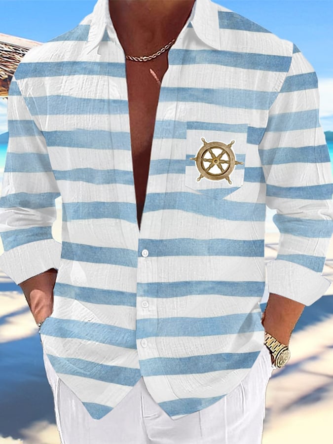 Camisa casual Hawaiian estampado Lapel para hombre