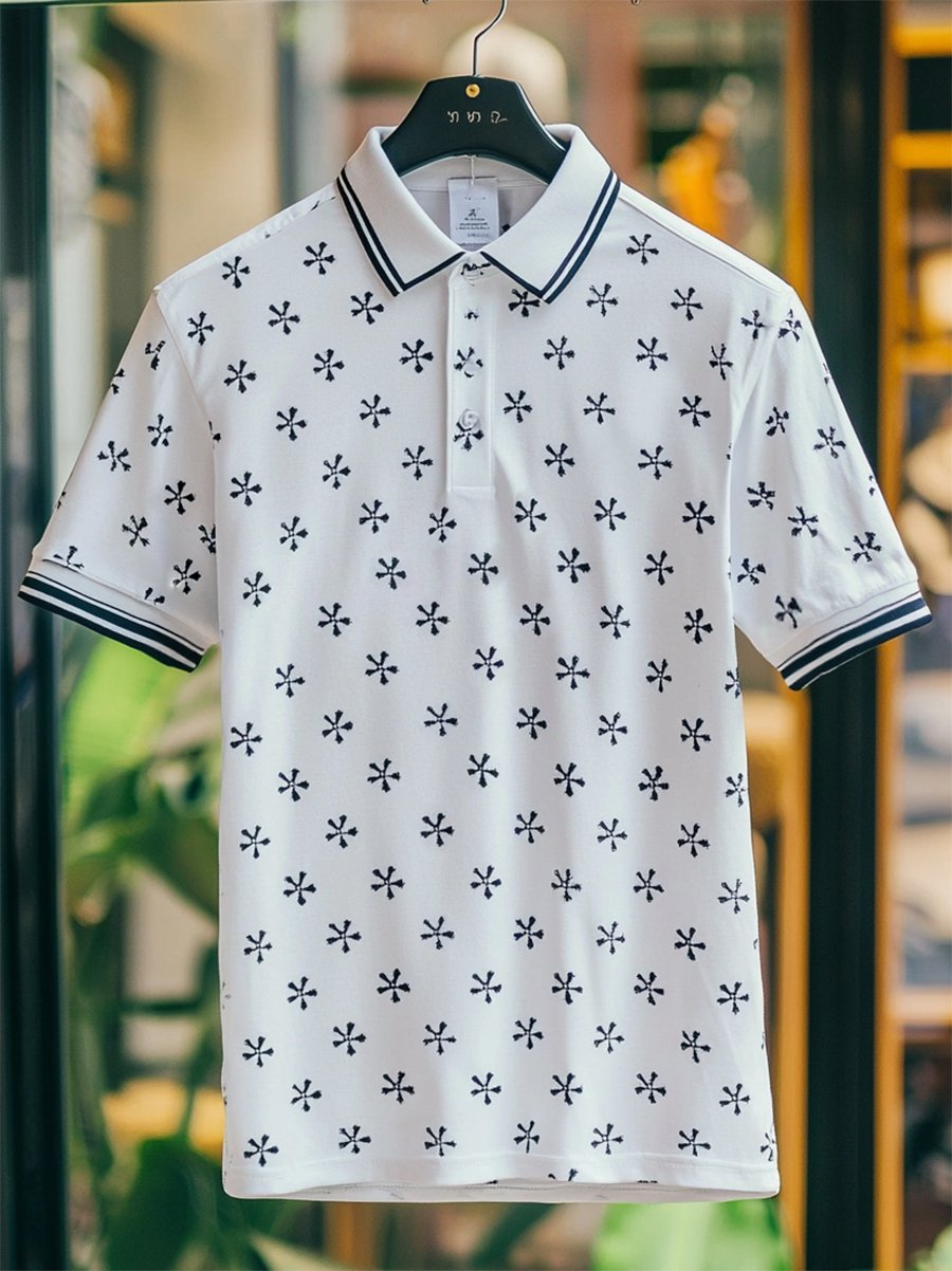 Camisa polo ejecutivo Cross Button de manga corta para hombre