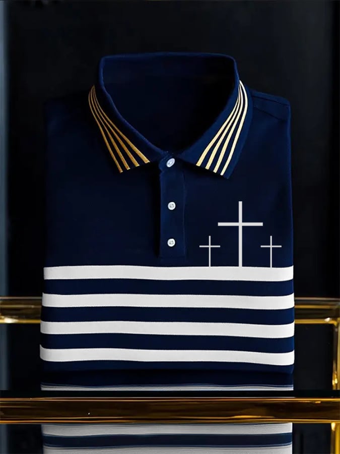 Camisa polo Faith estampado retro casual para hombre
