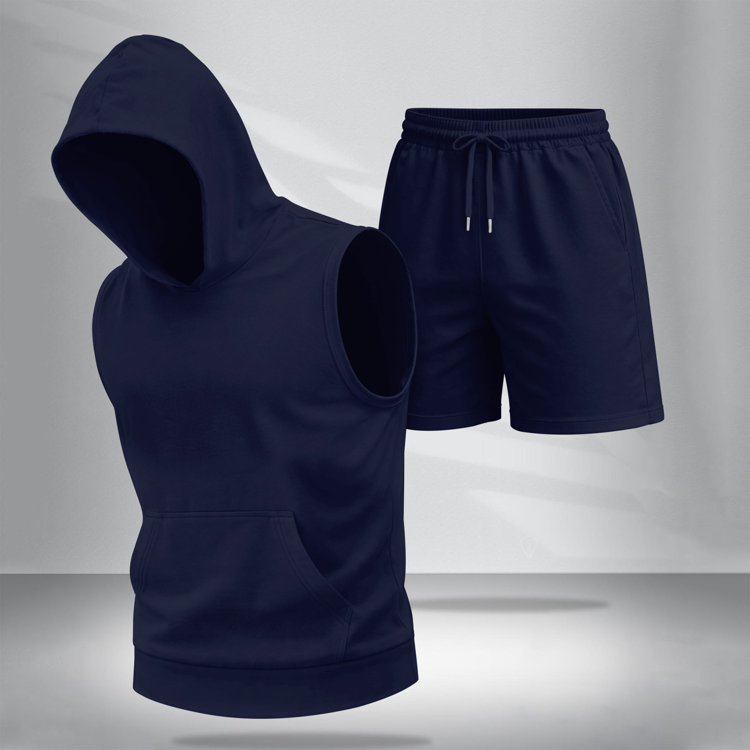 Shorts 2-Piece casual Set: 5-Color Hooded Vest & — Regular Fit, Athleisure Style, Sleeveless Top & shorts — Summer Apparel para hombre