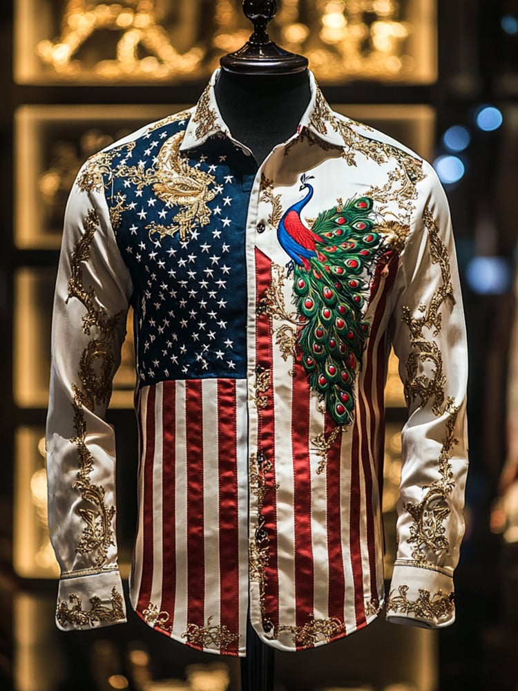 Camisa de lujo Independence Day de manga larga para hombre