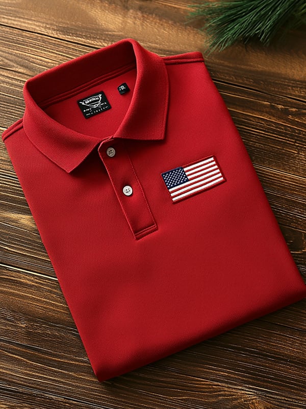 Camisa polo clásico ejecutivo Flag Independence Day de manga corta para hombre