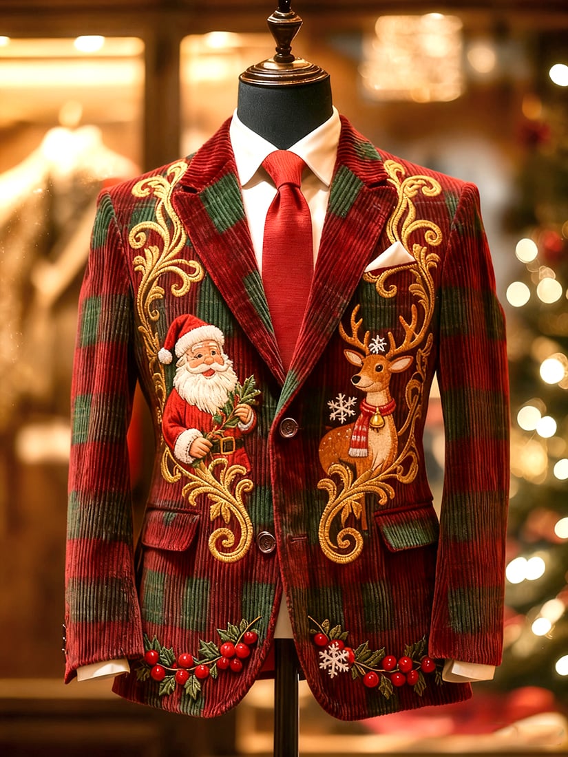 Saco vintage casual Christmas Party pana para hombre