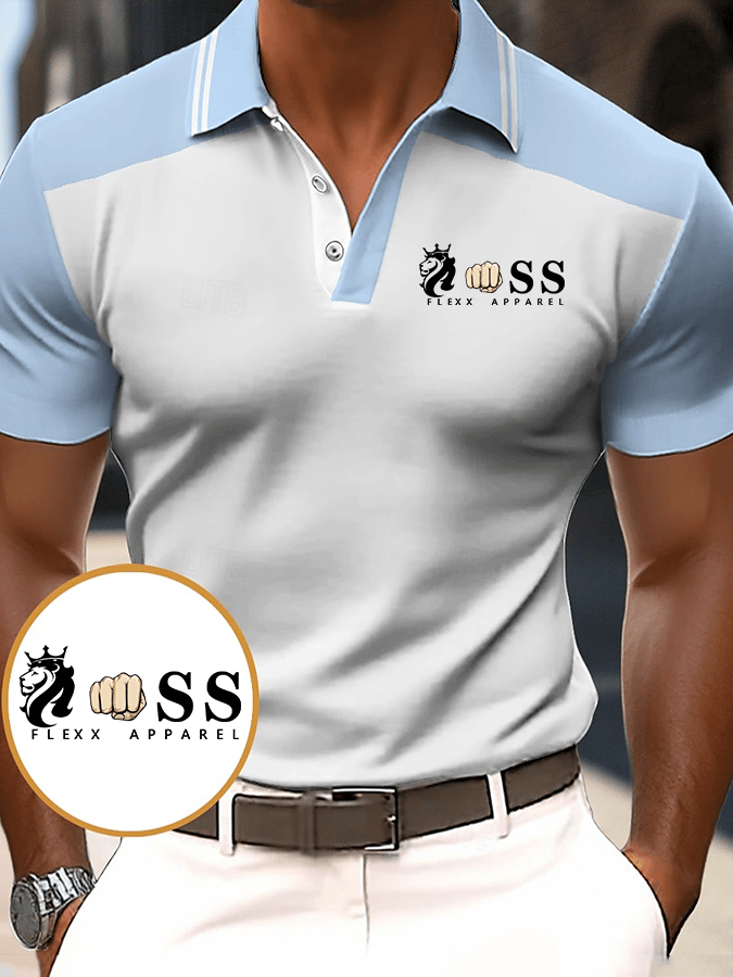 Camisa polo elegantee Letter estampado casual para hombre