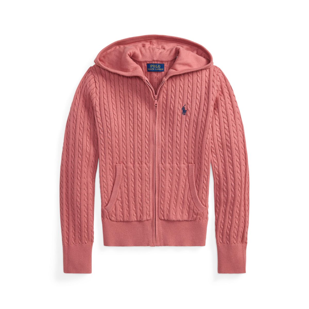 Girls 7-16 Mini-Cable Cotton Full-Zip Hoodie - 5