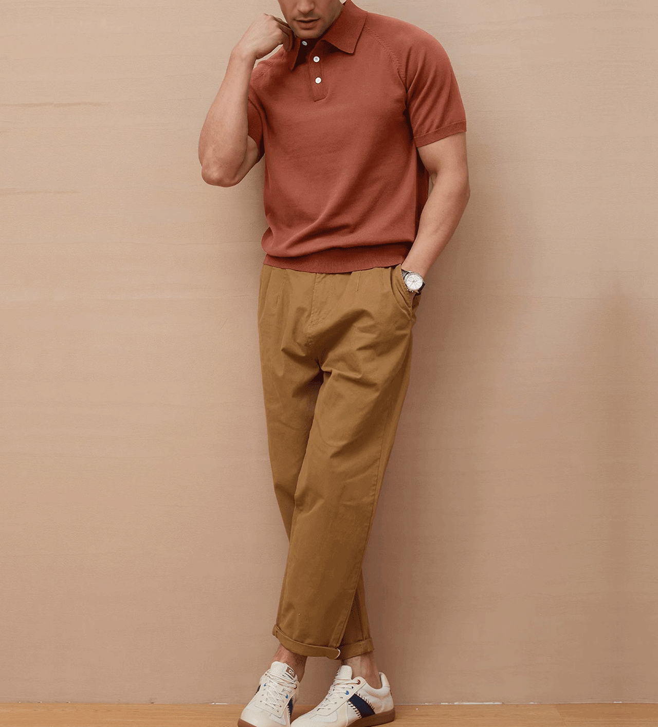 Gentletejido de manga corta tejidoted Polo