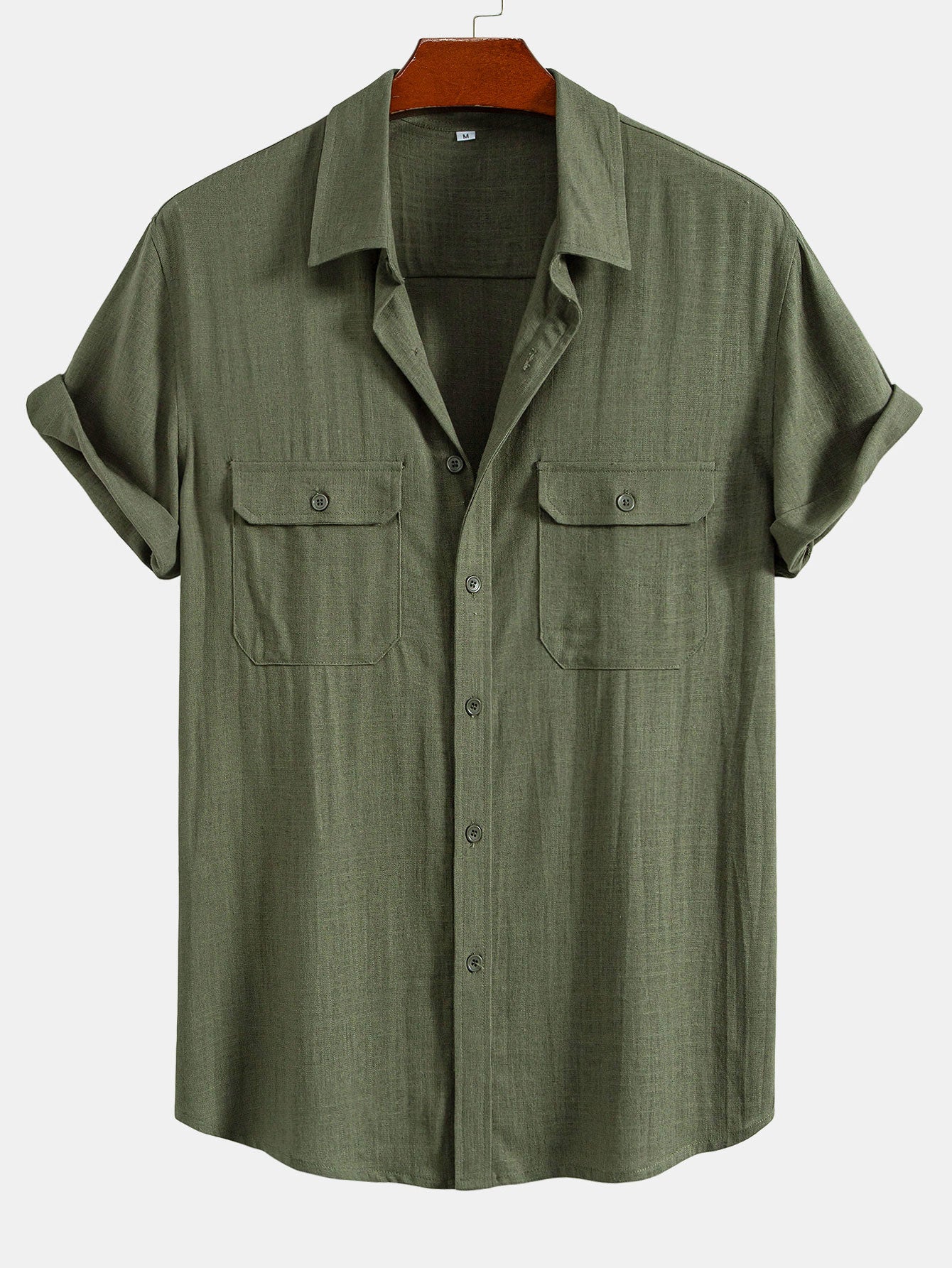 Camisa de lino Rayon Blend Pocket Utility