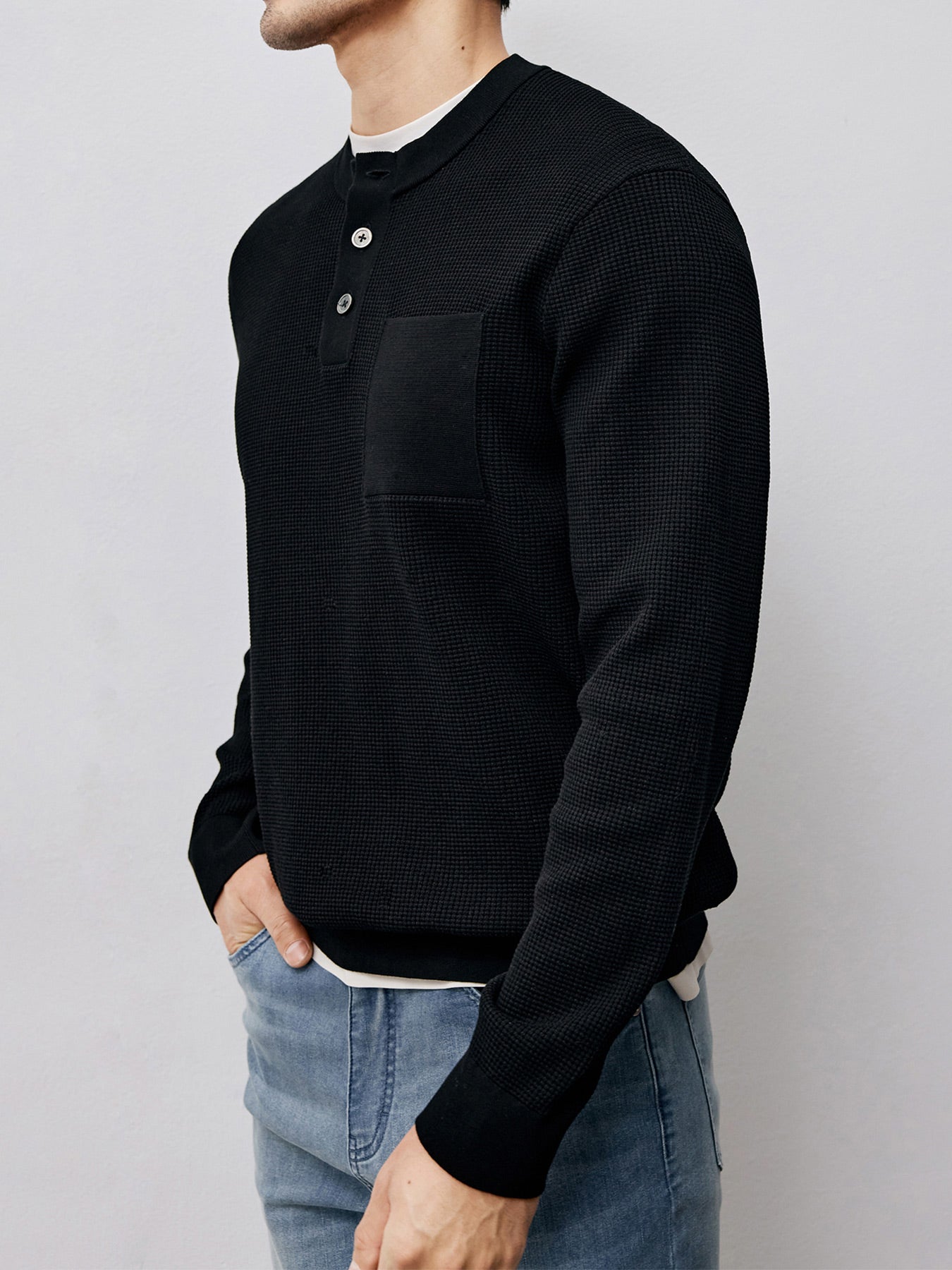 Gentletejido Buttoned Waffle Sweater