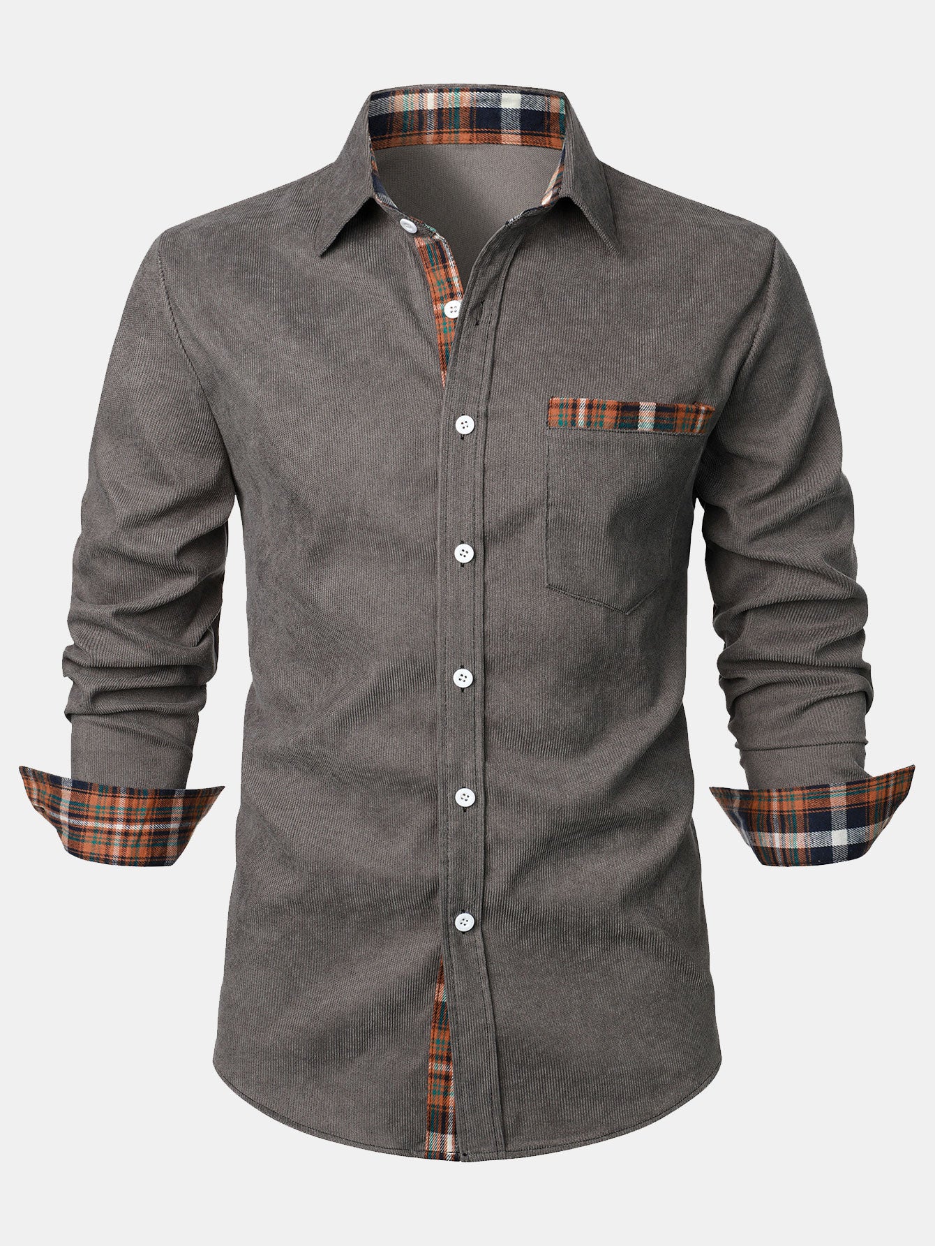 Camisa Corduroy a cuadros Panel Button Up