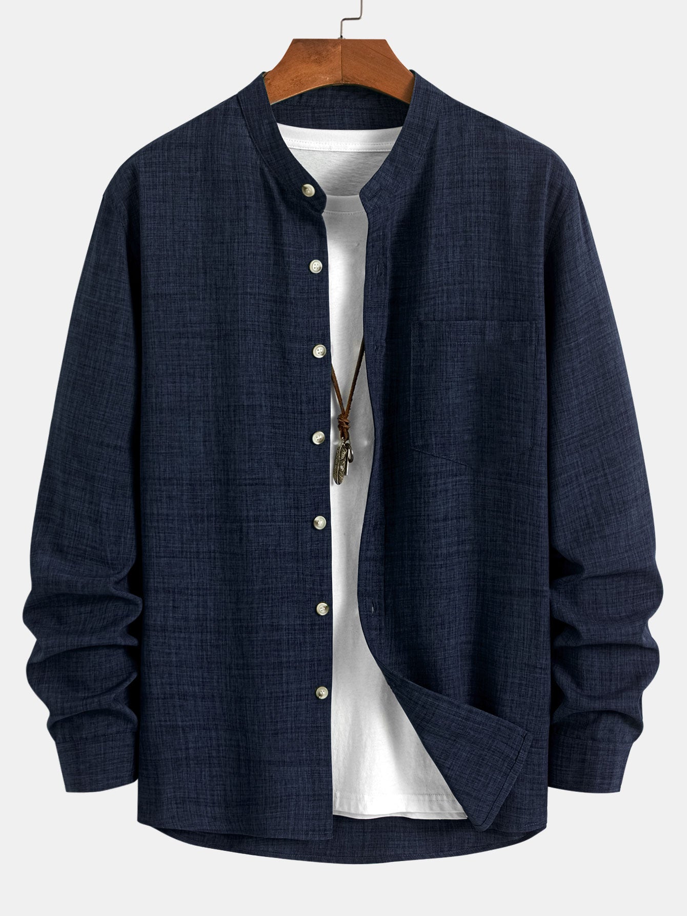Camisa de manga larga Stand Collar