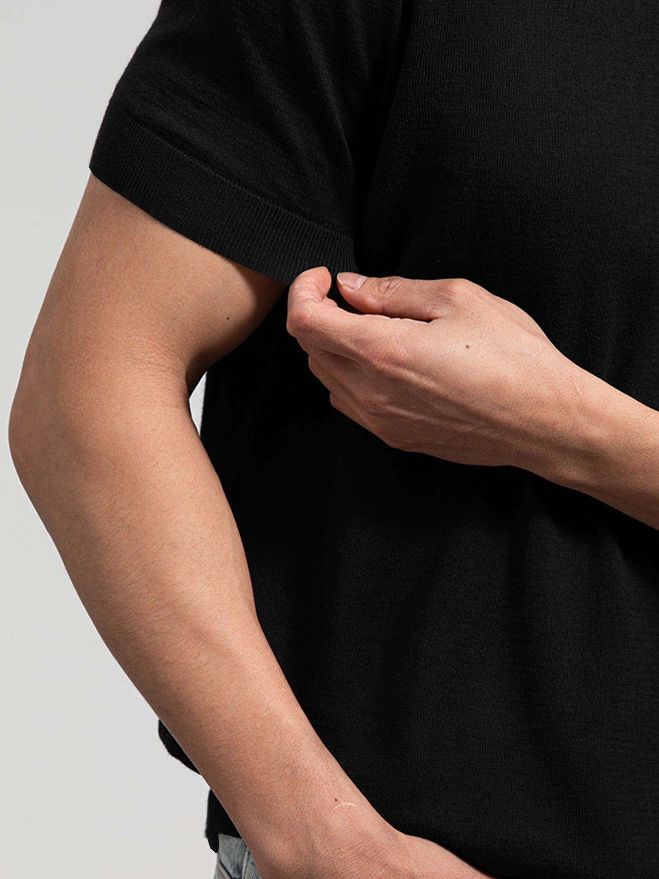 Camiseta Gentletejido de manga corta V-neck tejidoted