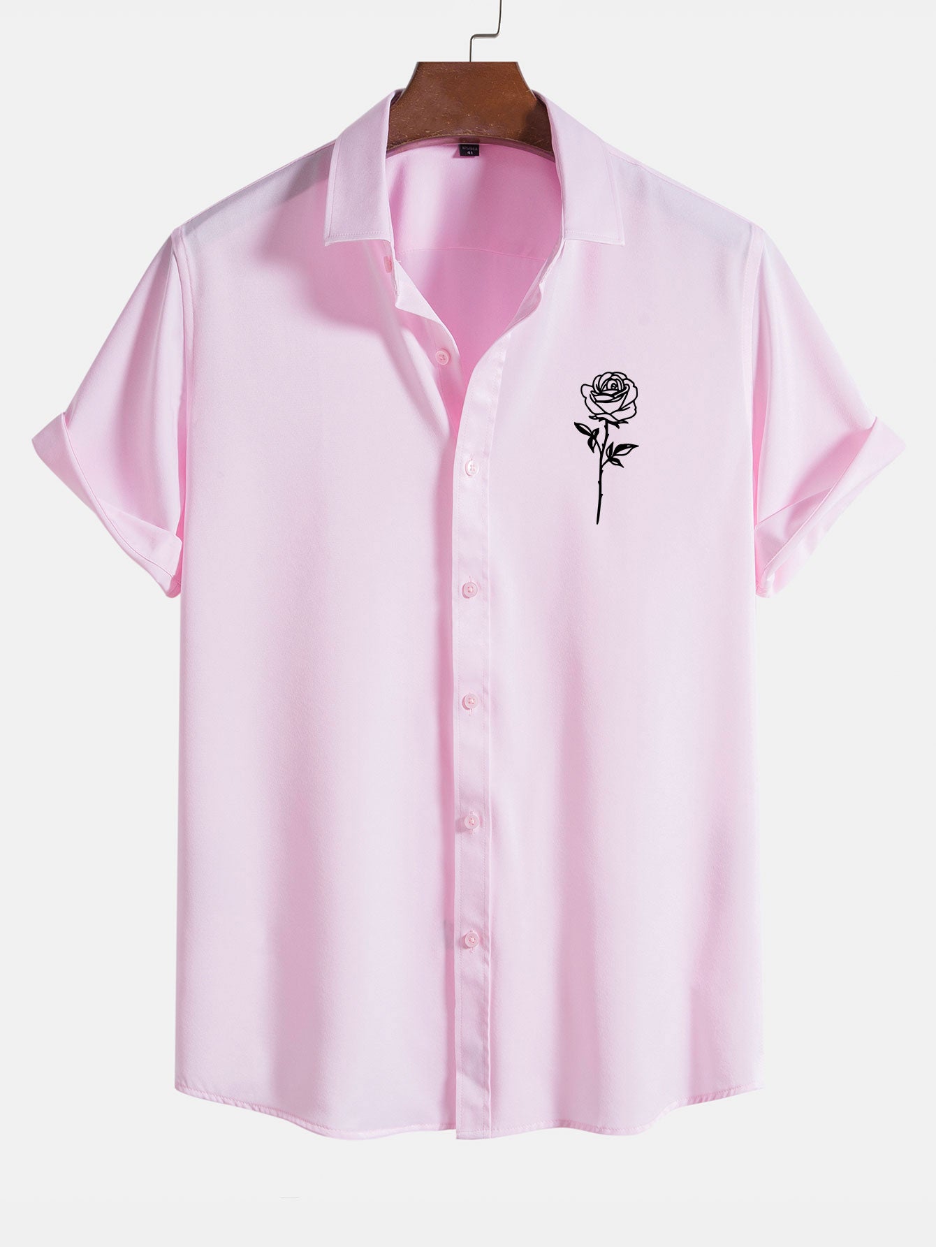 Rose estampado de manga corta camisas
