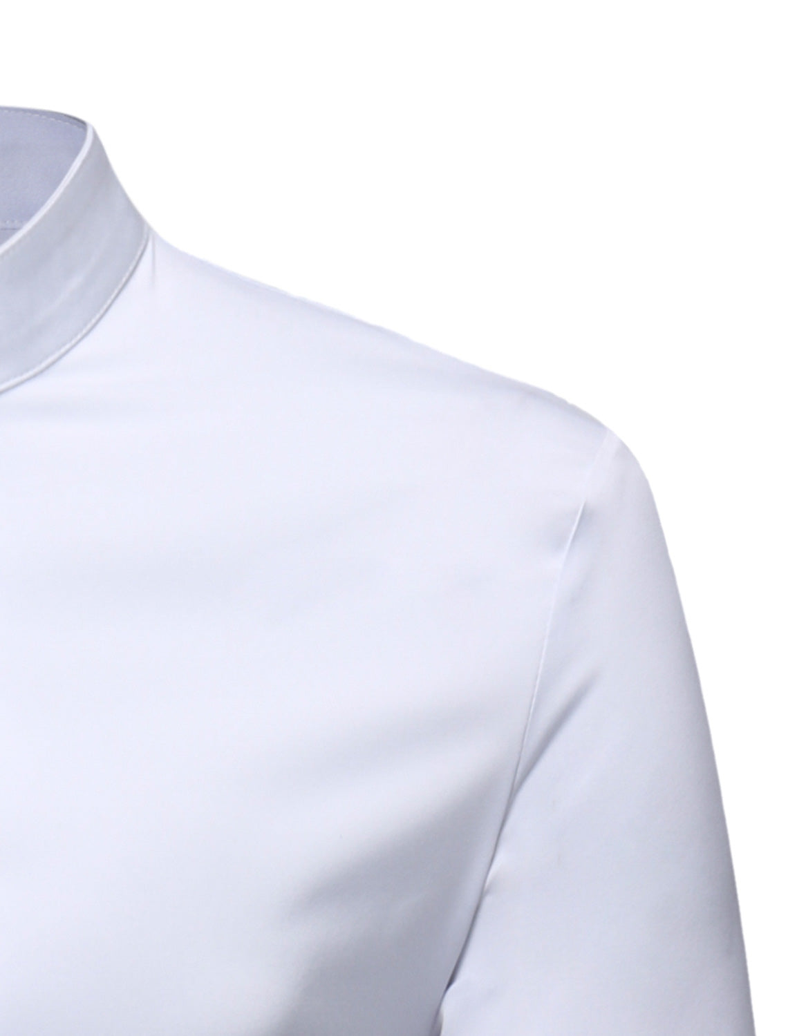 Camisa de vestir Stand Collar Lace de color sólido de manga larga Tuxedo para hombre