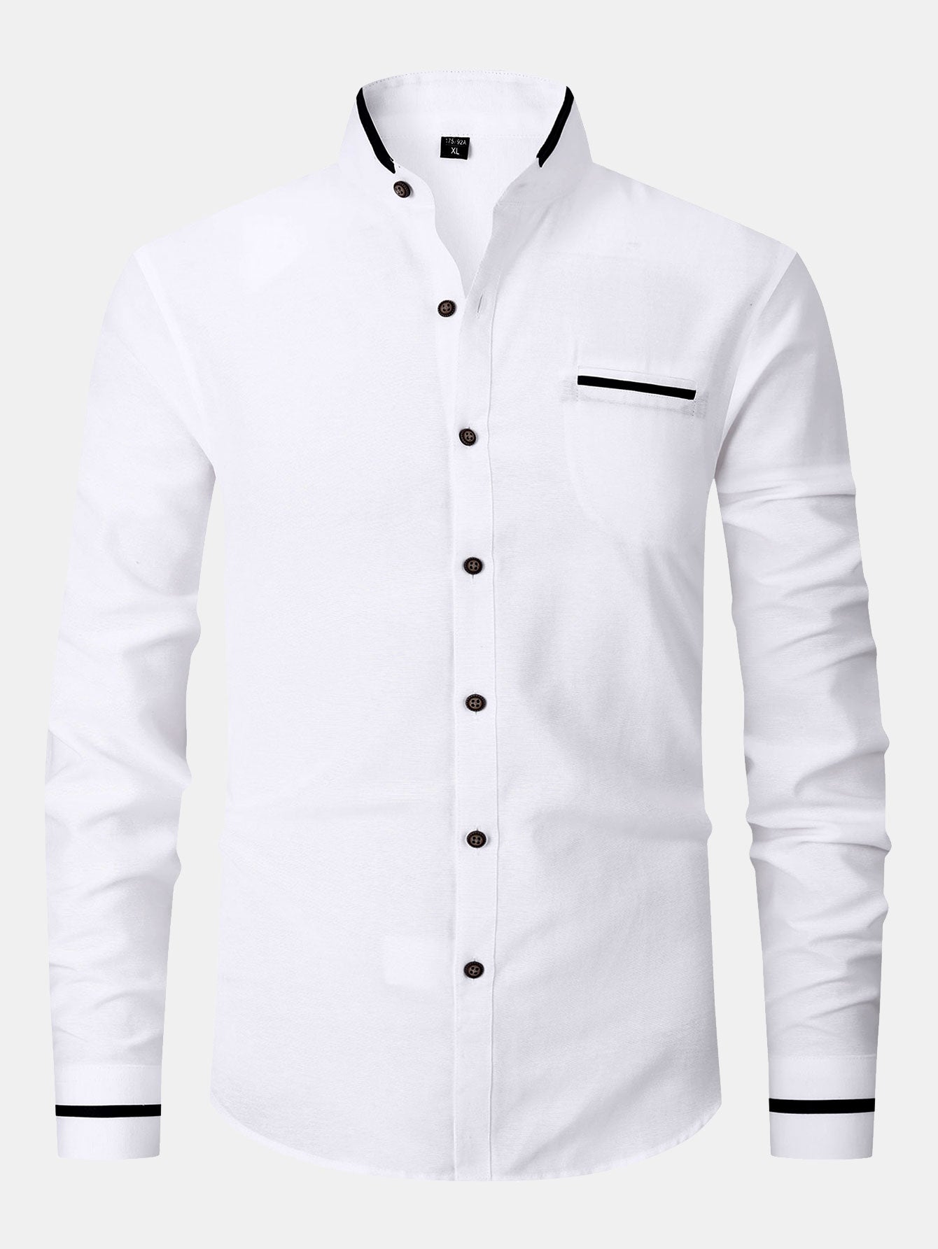 Camisa de manga larga Contrast Stand Collar