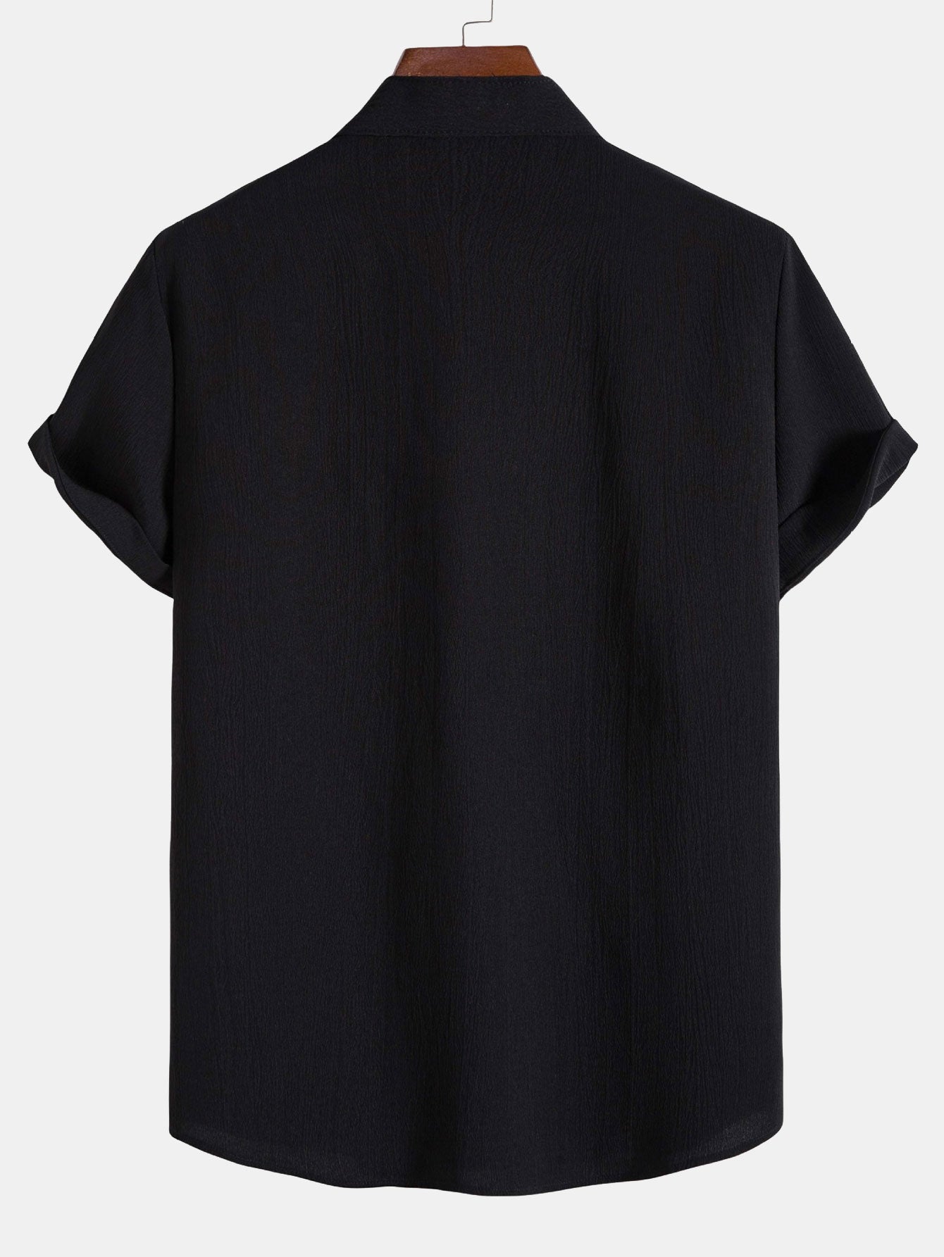 Camisa Crinkled Texture Stand Collar
