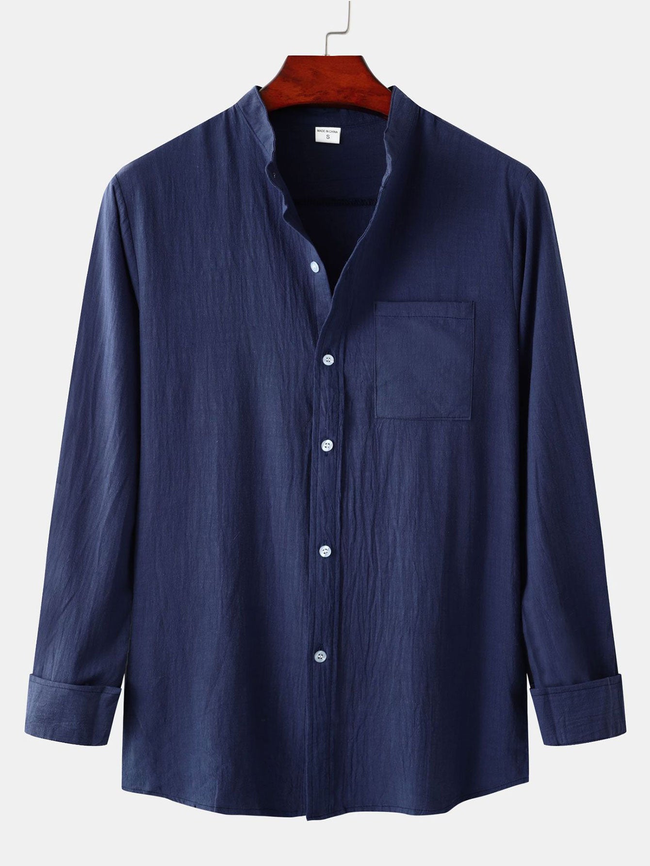 Camisa de manga larga Textured Stand Collar