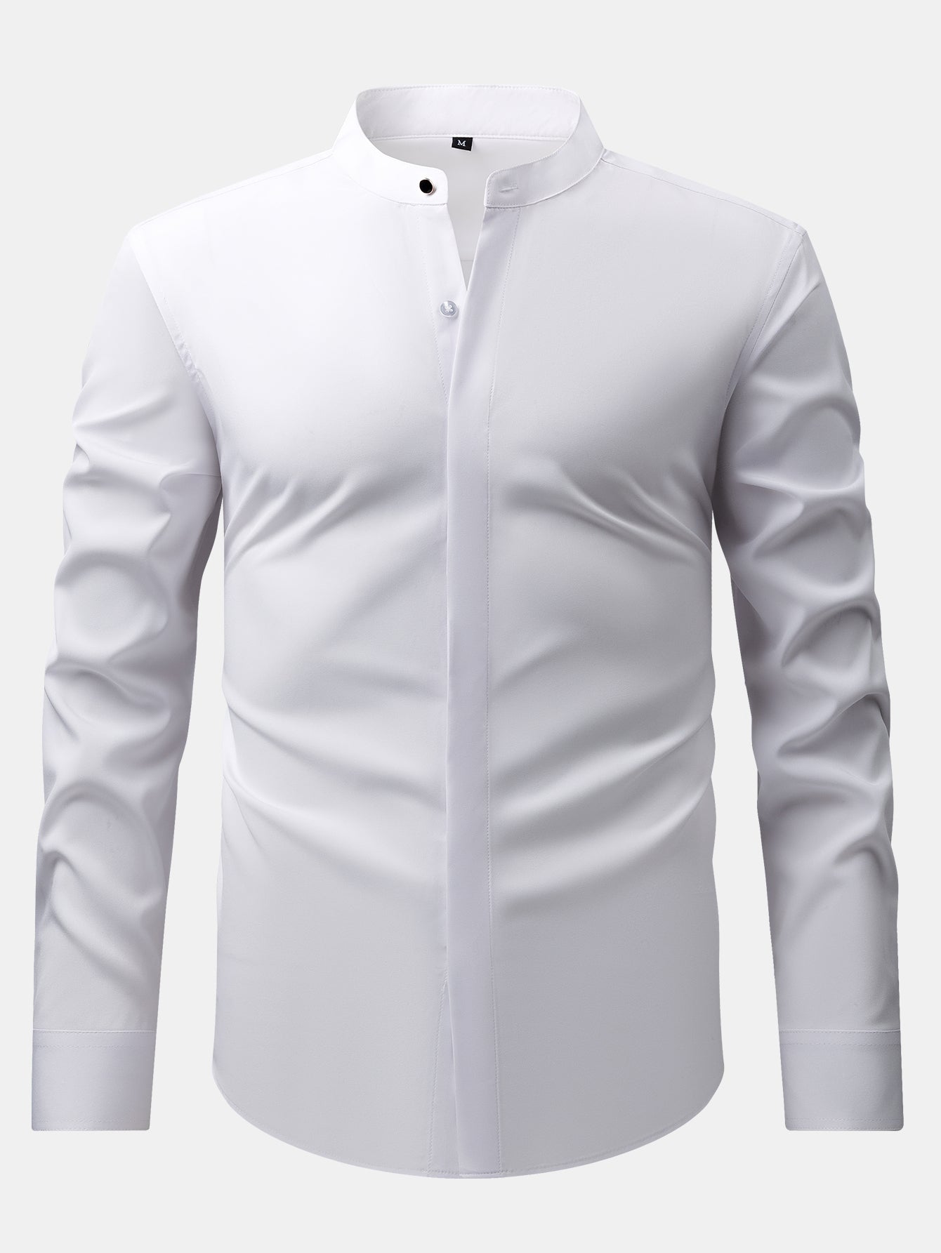Camisa de vestir Non-Iron Hidden Placket Stand Collar