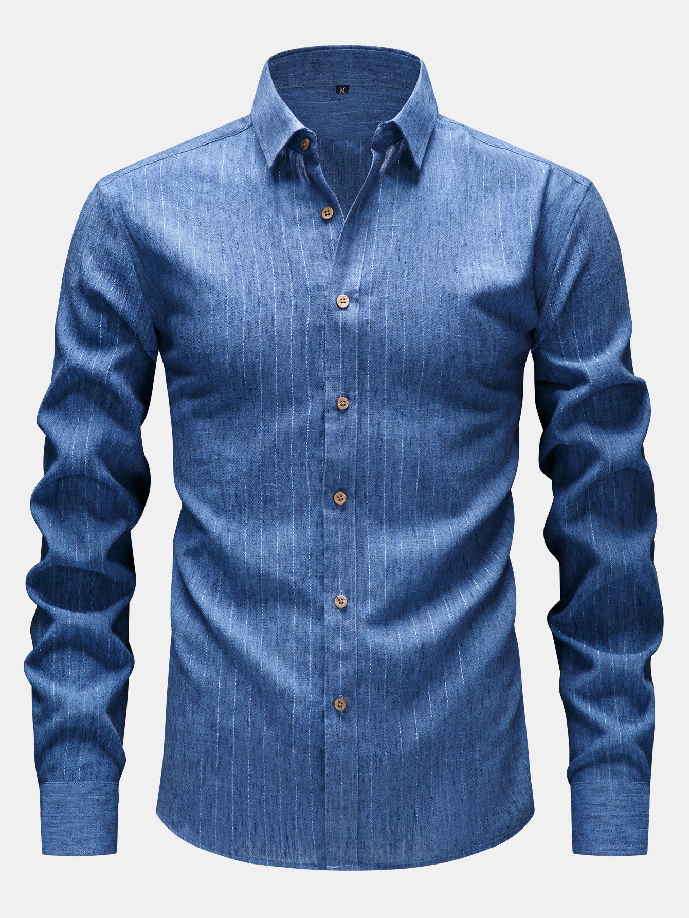 Camisa de manga larga rayas de lino Look Button Up