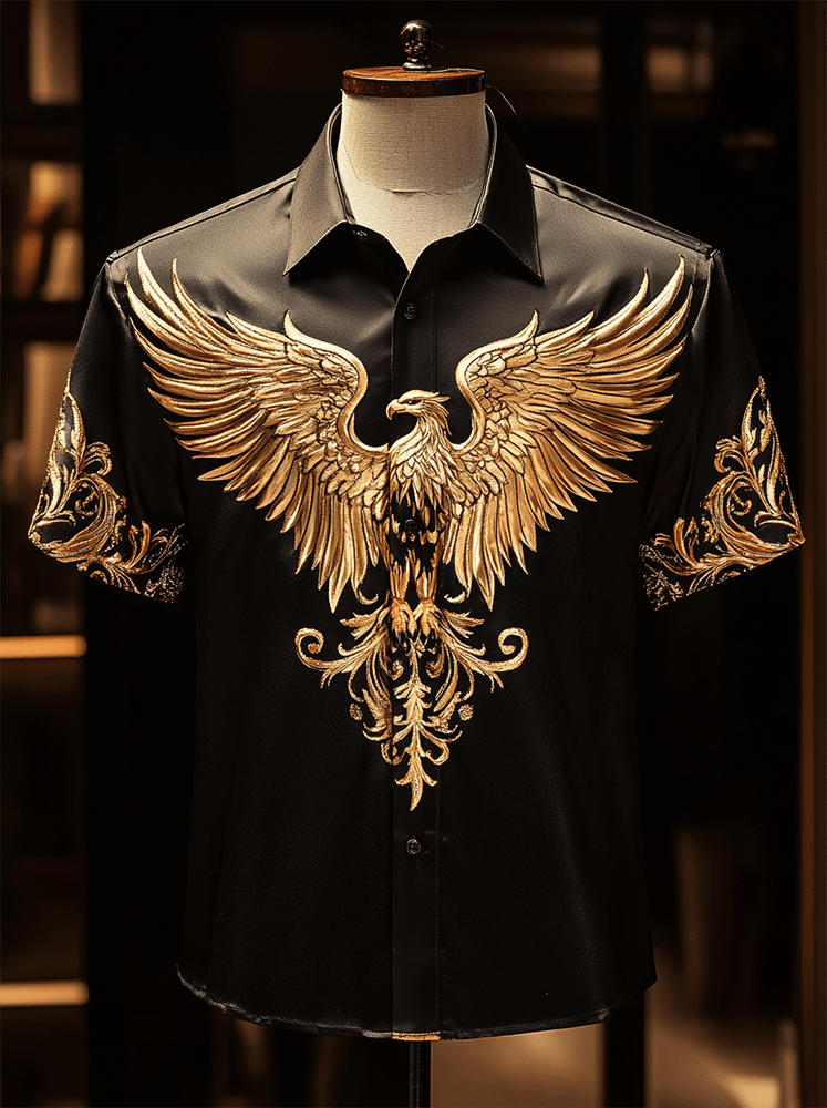 Camisa satén Luxe de manga corta para hombre