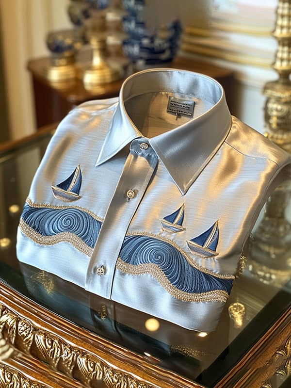 Camisa satén de lujo ejecutivo de manga larga para hombre