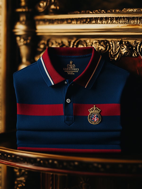 Camisa polo ejecutivo rayas Logo con botones de manga corta para hombre