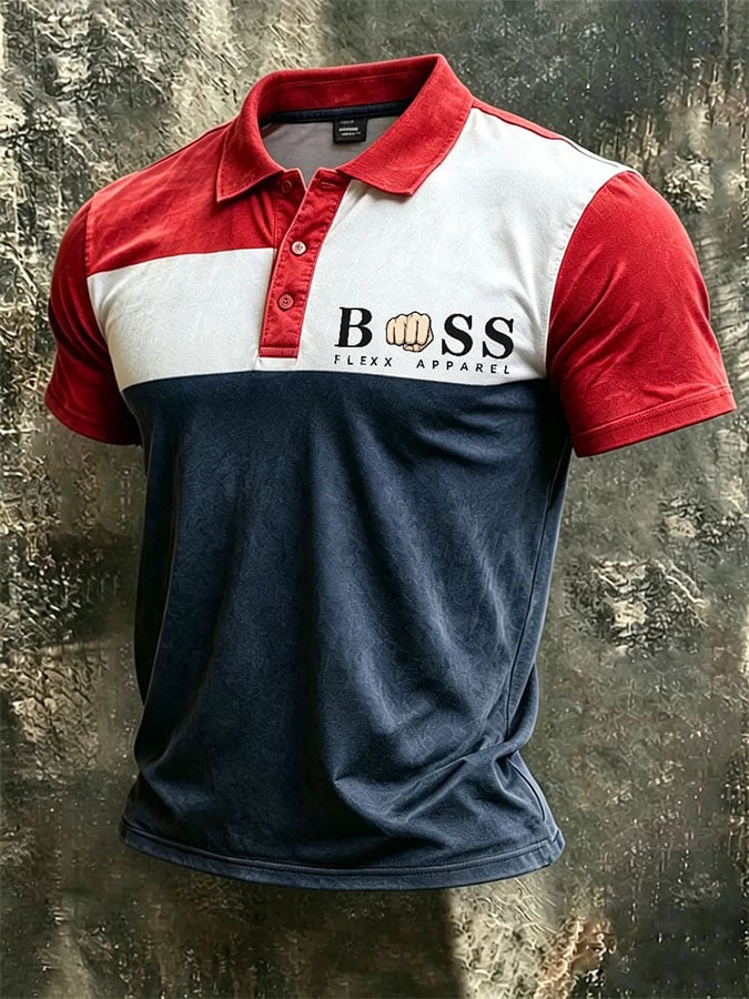 Camisa polo estampado de manga corta para hombre