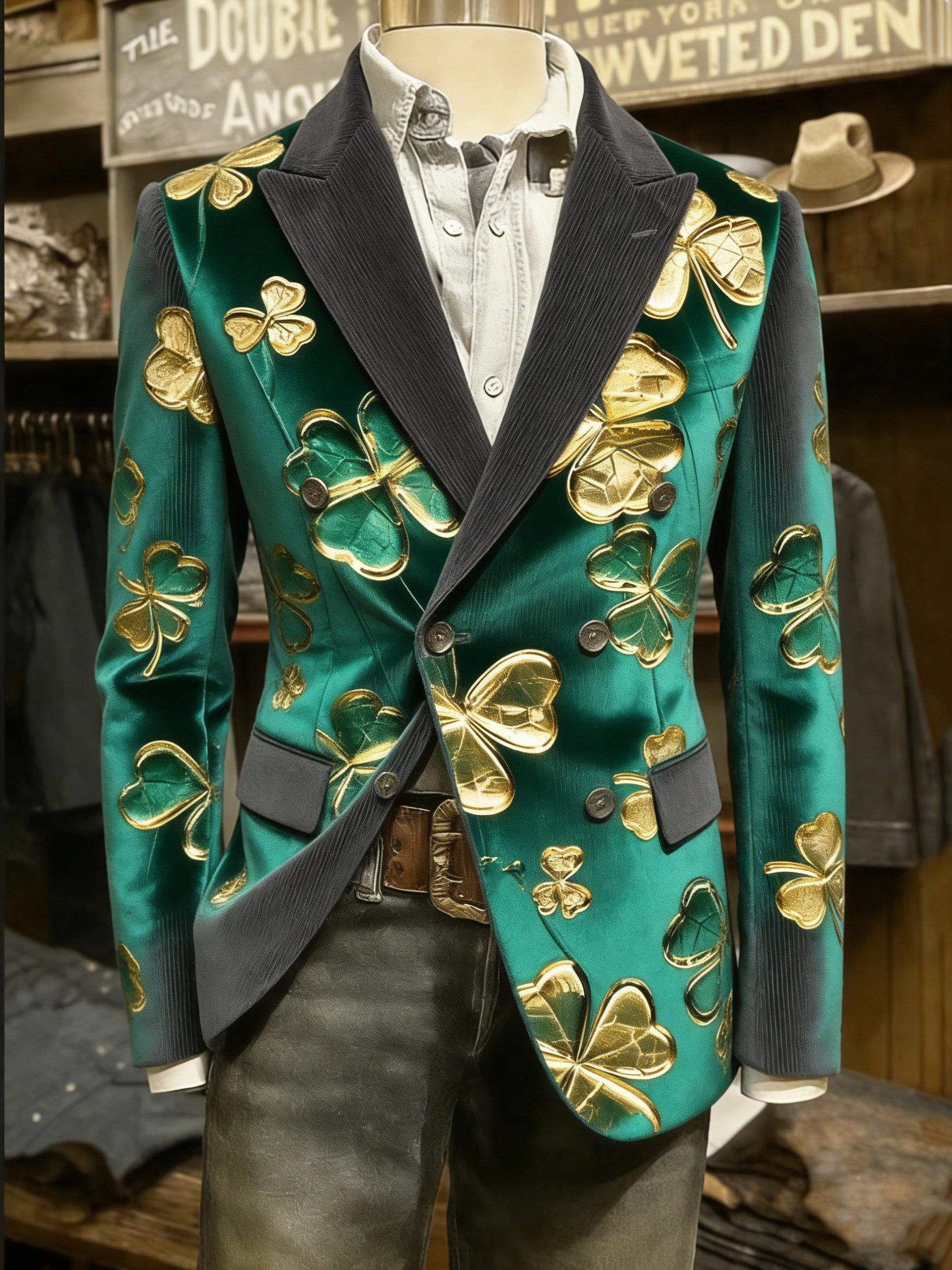 Chaqueta vintage Shamrock St Patrick's Day casual para hombre