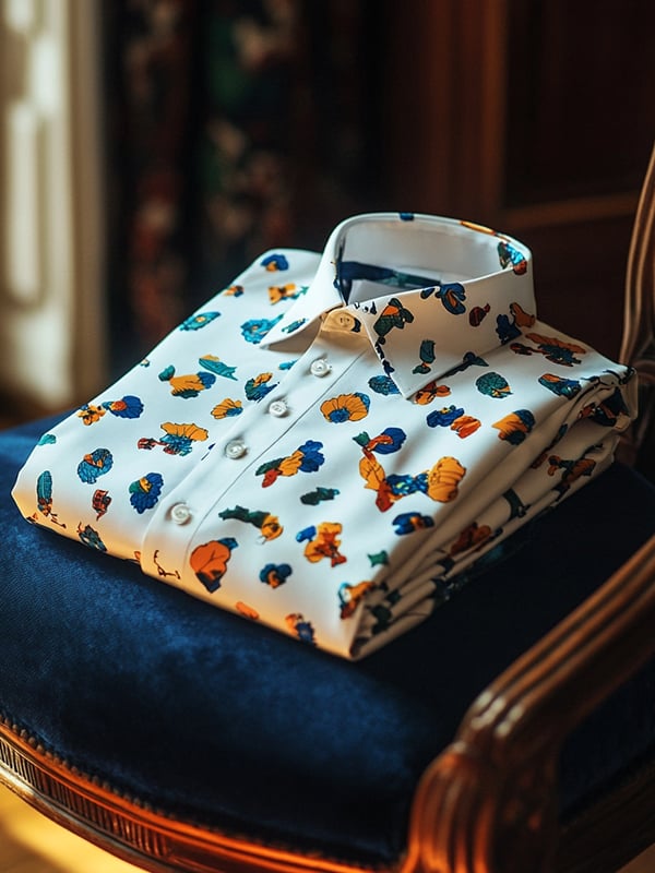 Camisa Western Equestrian estampado de manga larga para hombre