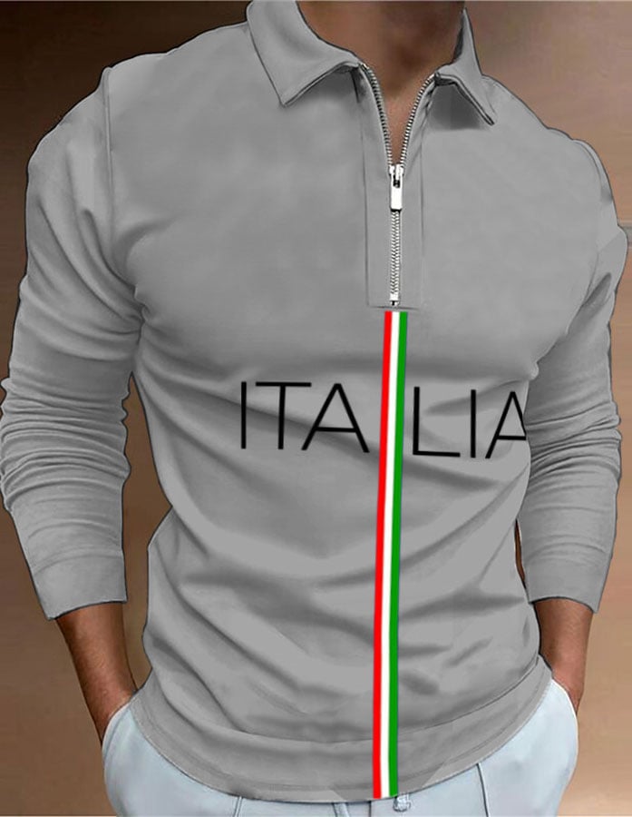 Camisa polo "Italy" estampado con cierre para hombre
