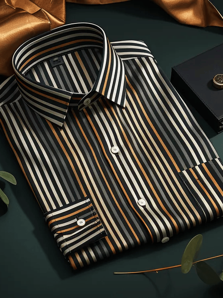 Camisa elegante Romantic a rayas de manga larga para hombre