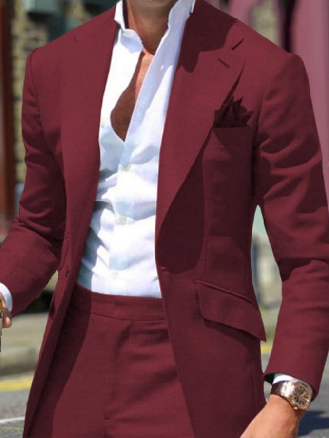 Ejecutivo Double Breasted Side Suit Two-Piece Suit para hombre