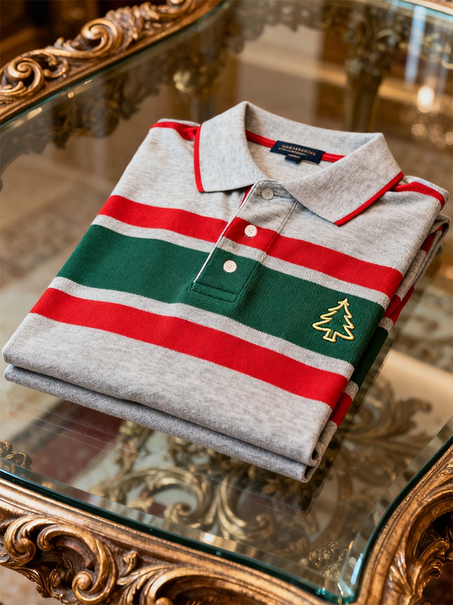 Camisa polo Christmas de manga larga para hombre