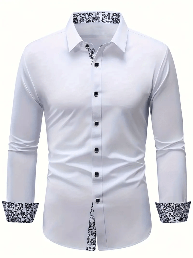 Camisa geométrico ejecutivo casual para hombre