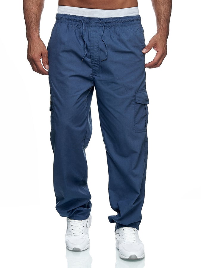 Pantalón Fitness Multi bolsillo holgado Straight Cargo casual
