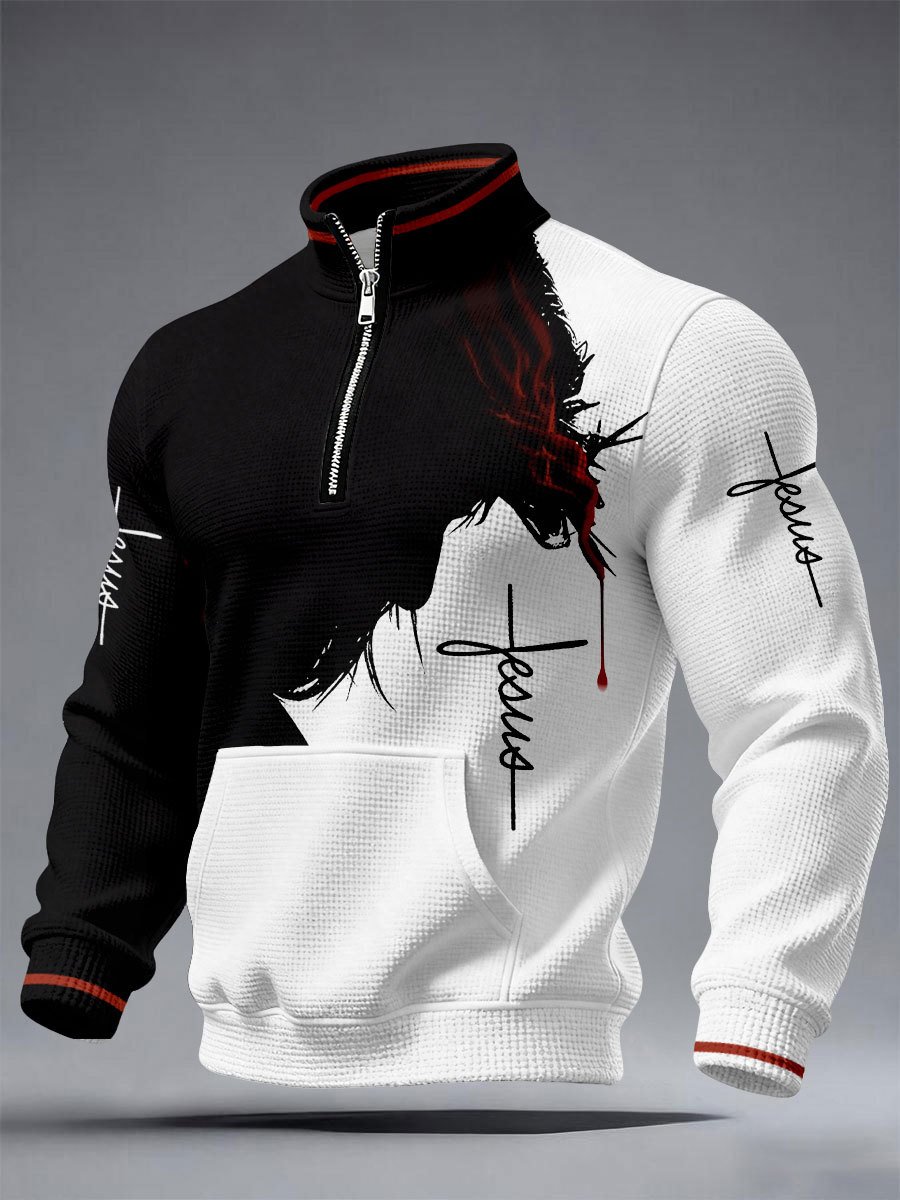 Sudadera con capucha casual Faith-Themed estampado con cierre -Fast Shipping para hombre