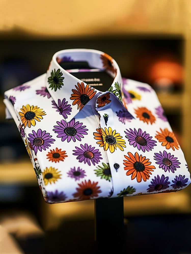 Camisa ejecutivo de lujo floral estampado de manga corta para hombre